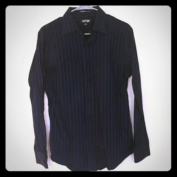APT. 9 - Black Dress Shirt with Blue Stripes - Picture 1 of 1